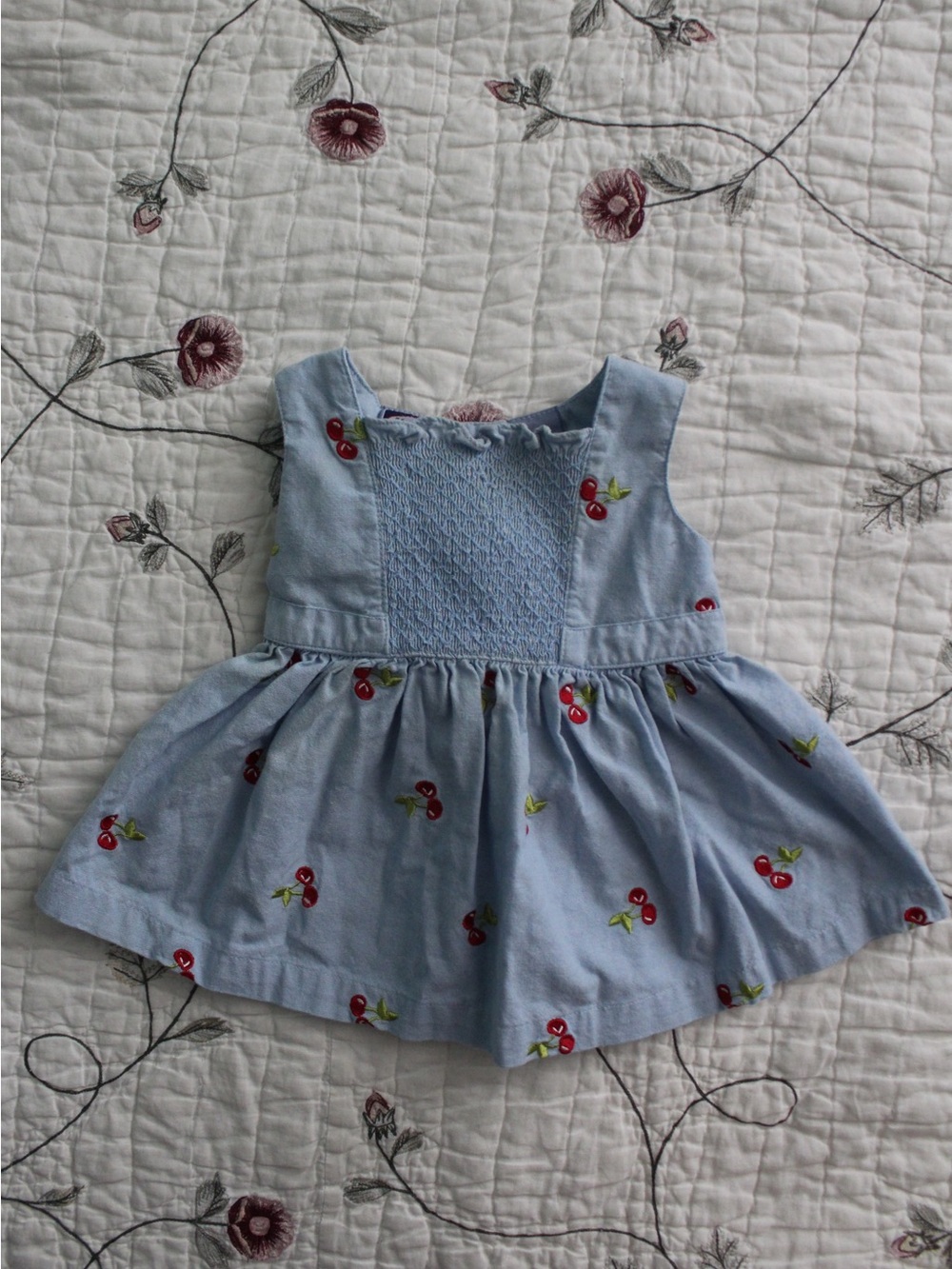 Mulberry Light Blue Cherry Embroidered Tank Top